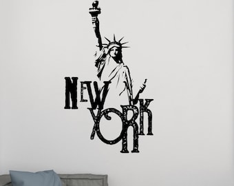 New York Wall Decal/ Cityscape Wall Decal / USA Wall Sticker/NY Skyline Decal/(K354)