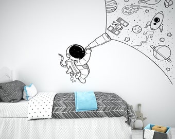 Astronaut Wall Decal Outer Space Wall Decor for Kids Bedroom Astronaut Wall Art (K257)