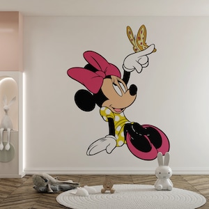 Minnie Mouse muur sticker Cartoon Wall Decor voor Kids kinderkamer gepersonaliseerde naam muur sticker Minnie Mouse sticker (K1010)