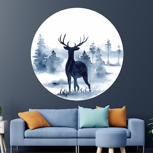 Deer Wall Decal/ Forest Wall Decal/ Animals Wall Decal Trees Wall Decal/ Deer Wall Sticker Wild Animals Wall Decal Nature Wall Decal/ (K753)