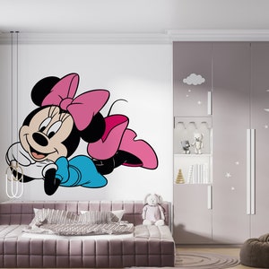 Minnie Mouse Wall Decal Cartoon Wall Decor For Kids Nursery Personalized Name Wall Decal  Minnie Mouse sticker (K1047)