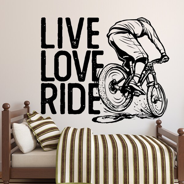 Mountain Bike Wall Decall / Mountain Bike Wall Decor / Bicycle Wall Decal / Extreme Sports Decal / Bike Wall Decal / Mountain Bike Decal (K530)