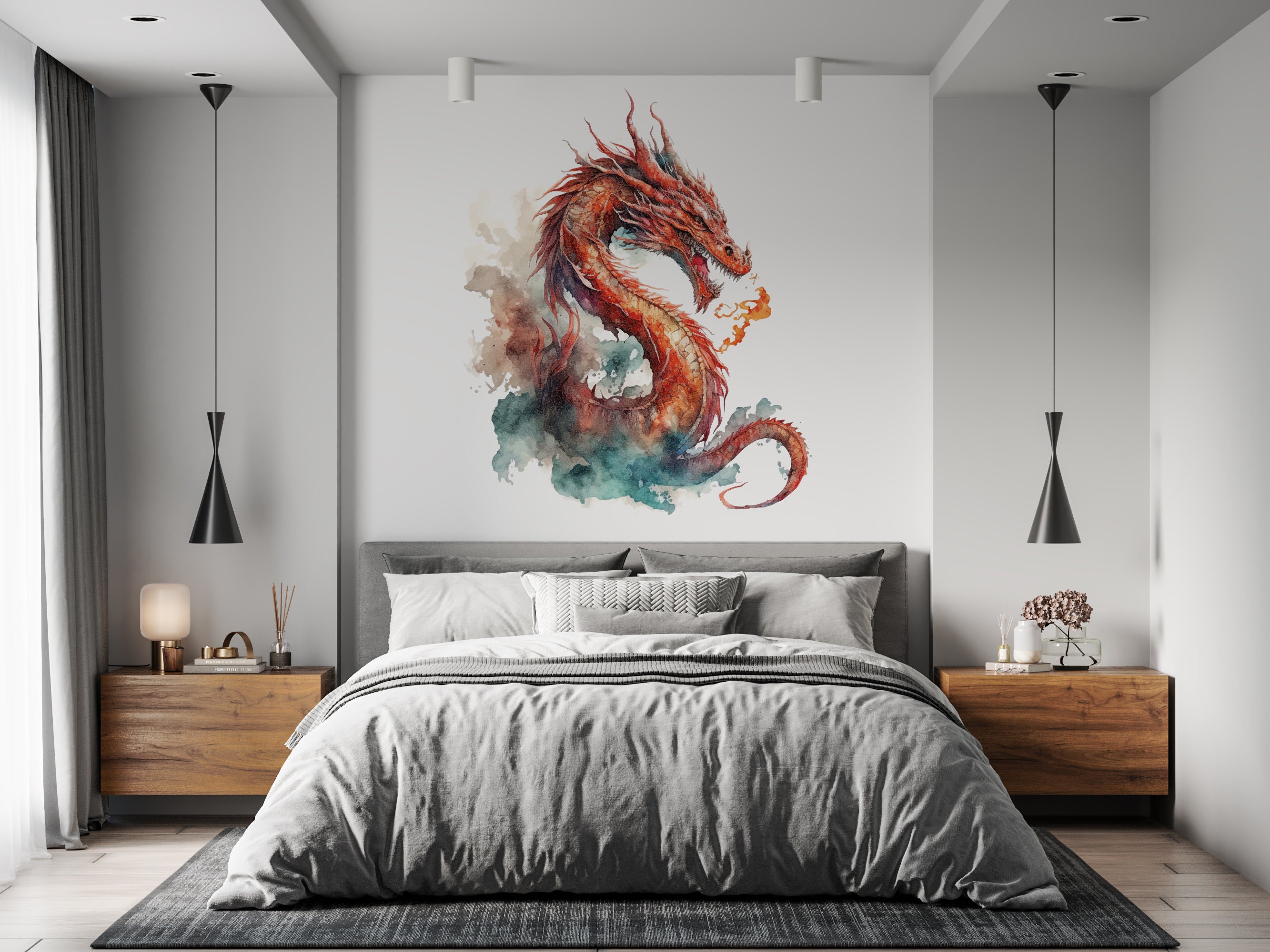 Dragon Wall Decal/ Fantasy Wall Decal/ Chinese Dragon Wall Decal ...