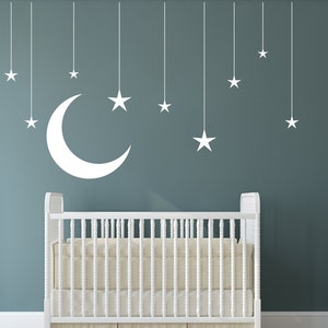 Sky decor Moon & Stars Wall Decal/ Nursery wall decal/ Wall Decal Window Sticker/ Space Night Sky/Decals for kids (K409)