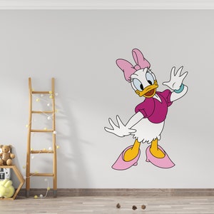 Daisy Duck Wall Decal/ Cartoon Wall Décor For Kids Nursery  Personalized Name Wall Decal/  Nursery Kids Bedroom Décor/ Vinyl Sticker K1333