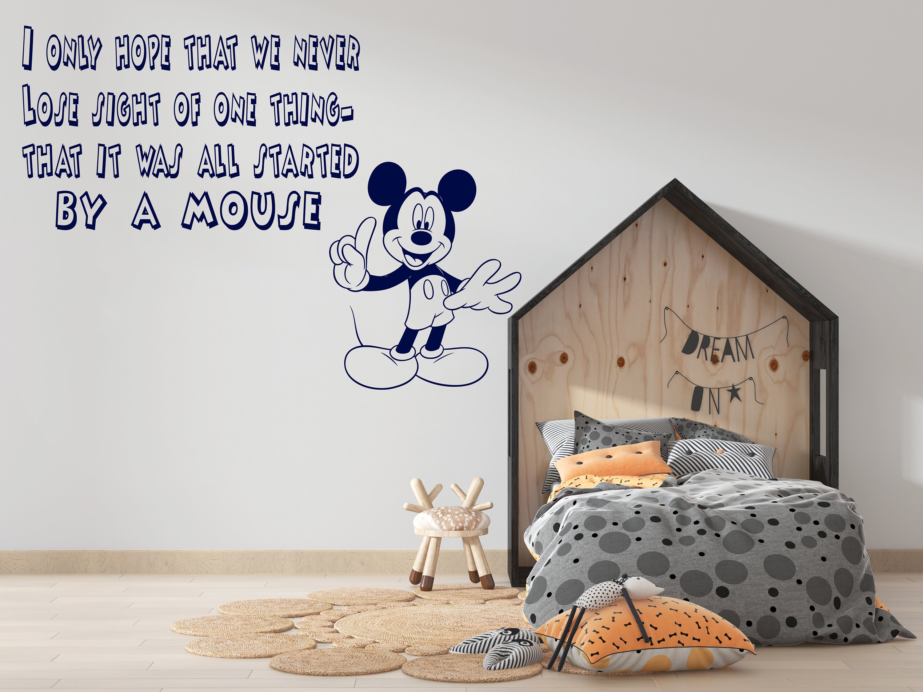 Mickey Mouse Wall Decal Cartoon Wall Decor For Kids Nursery Etsy