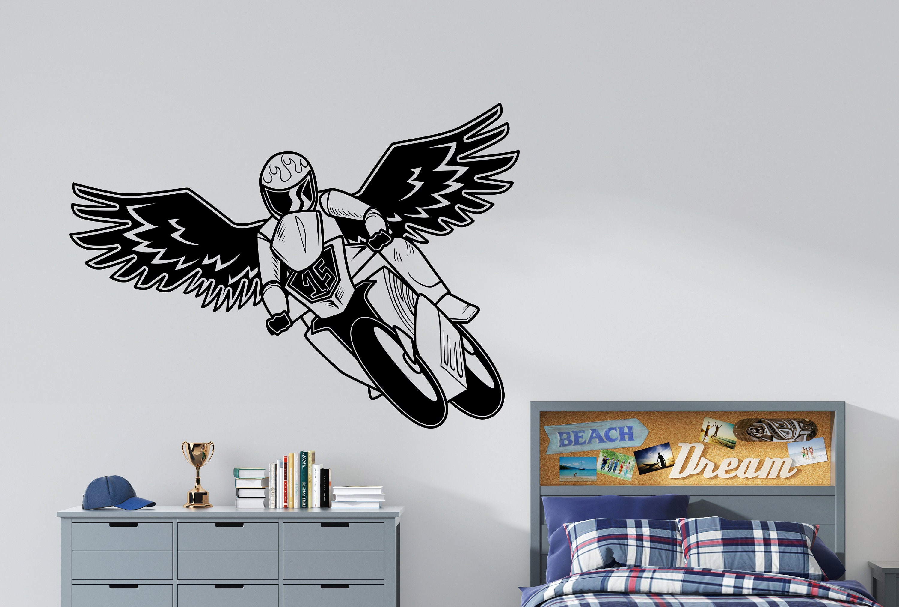 Motorcycle Wall Decal Dirt Bike Wall Sticker Motorcycle Rider Etsy