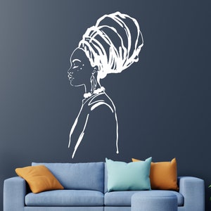 African Girl Wall Decal/ Beautiful Woman Wall Decal/ African Girl Wall Sticker/ African Girl Wall Art/ African Woman Wall Decal (K596)