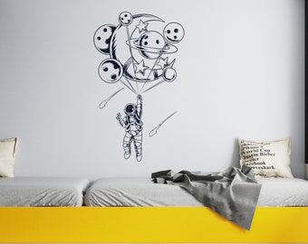 Astronaut Wall Decal Outer Space Wall Decor for Kids Bedroom Astronaut Wall Art (K285)
