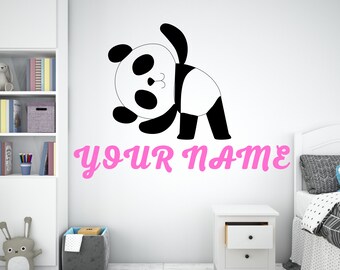 Panda wall decal/Panda Wall Decor/Bear/Animals wall decal/ Kids Wall Decal /Personalized Name Wall Decal  (K161)