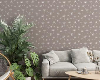 Floral Wallpaper/ Wallpaper With  Dandelion/ Nursery Wallpaper/ Botanical Wallpaper/ Seamless Floral Wall/ (KB W39)