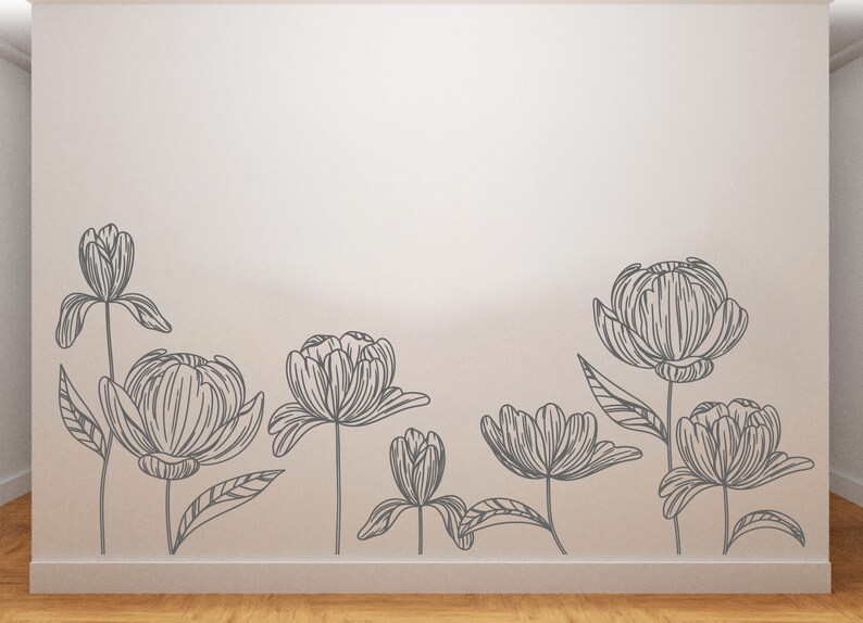 Flowers Wall Decal/ Flower Decals Wall Decor/ (K183) - Etsy