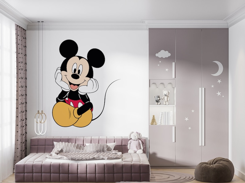 Mickey Mouse Wall Decal Cartoon Wall Decor for Kids Nursery Etsy