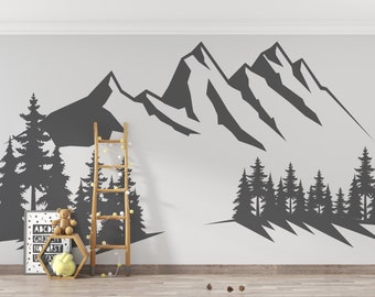 Berg muur sticker/bergen muur decor/natuur kunst aan de muur (K1114)