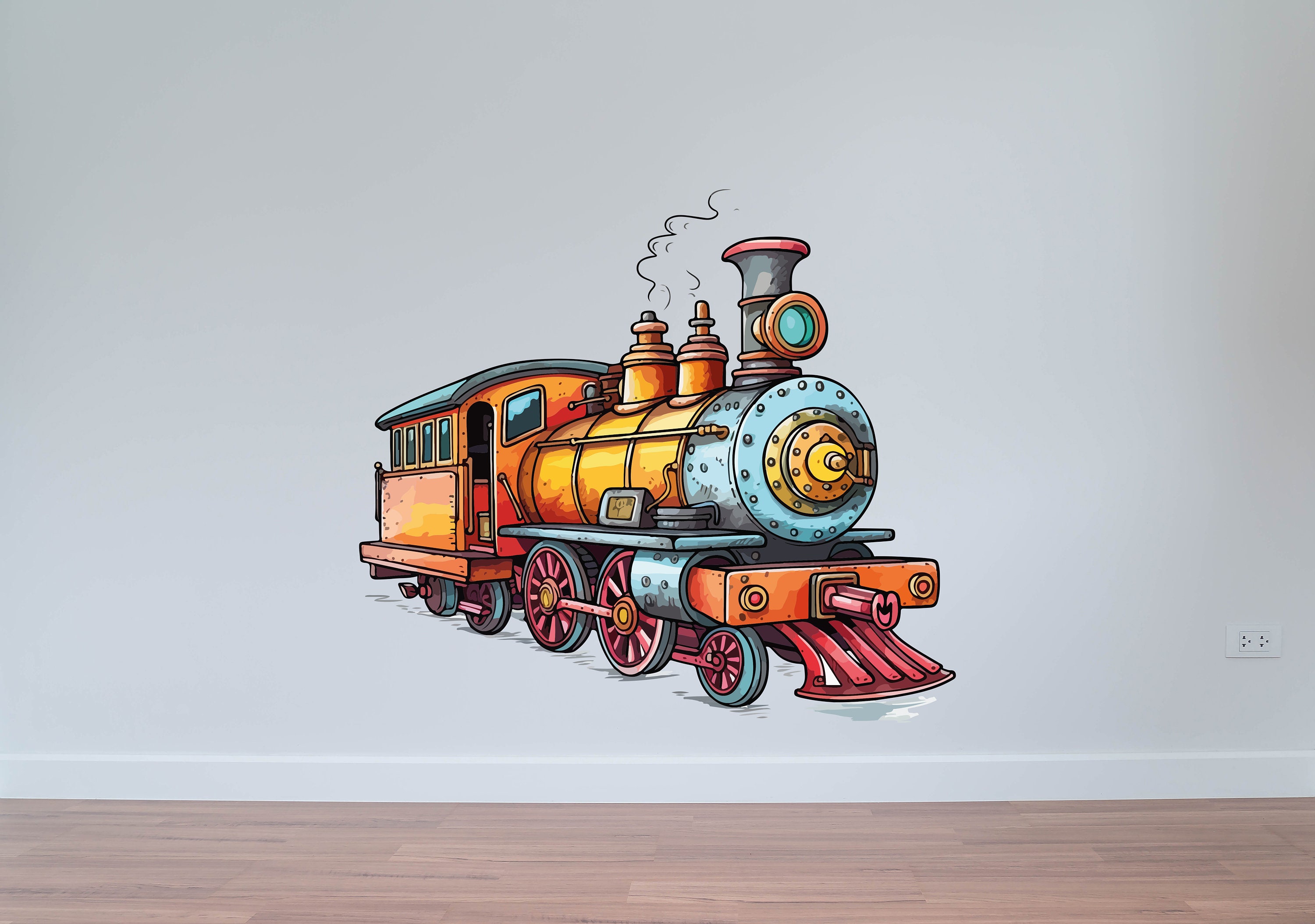 Wandtattoo Lokomotive 76x60 Cm Dunkelblau – Selbstklebend, Für Tapete & Putz, Deutscher Qualitätsaufkleber
