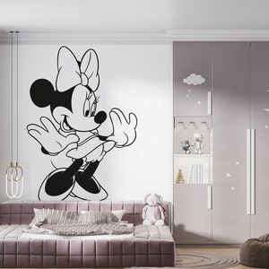 Minnie Mouse Wall Decal/ Kids Wall Decal/ Cartoon Wall Decor For Kids Nursery/  Personalized Name Wall Decal (K941)