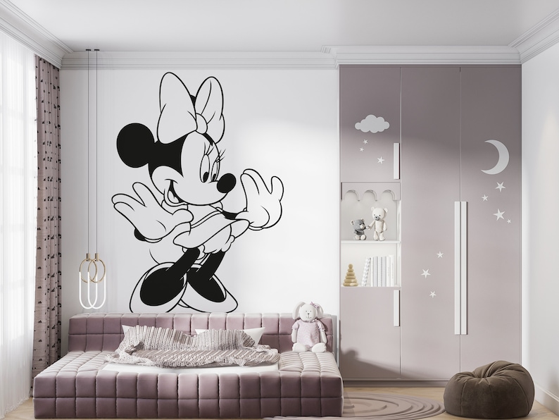 Minnie Mouse Wall Decal/ Kids Wall Decal/ Cartoon Wall Decor Etsy