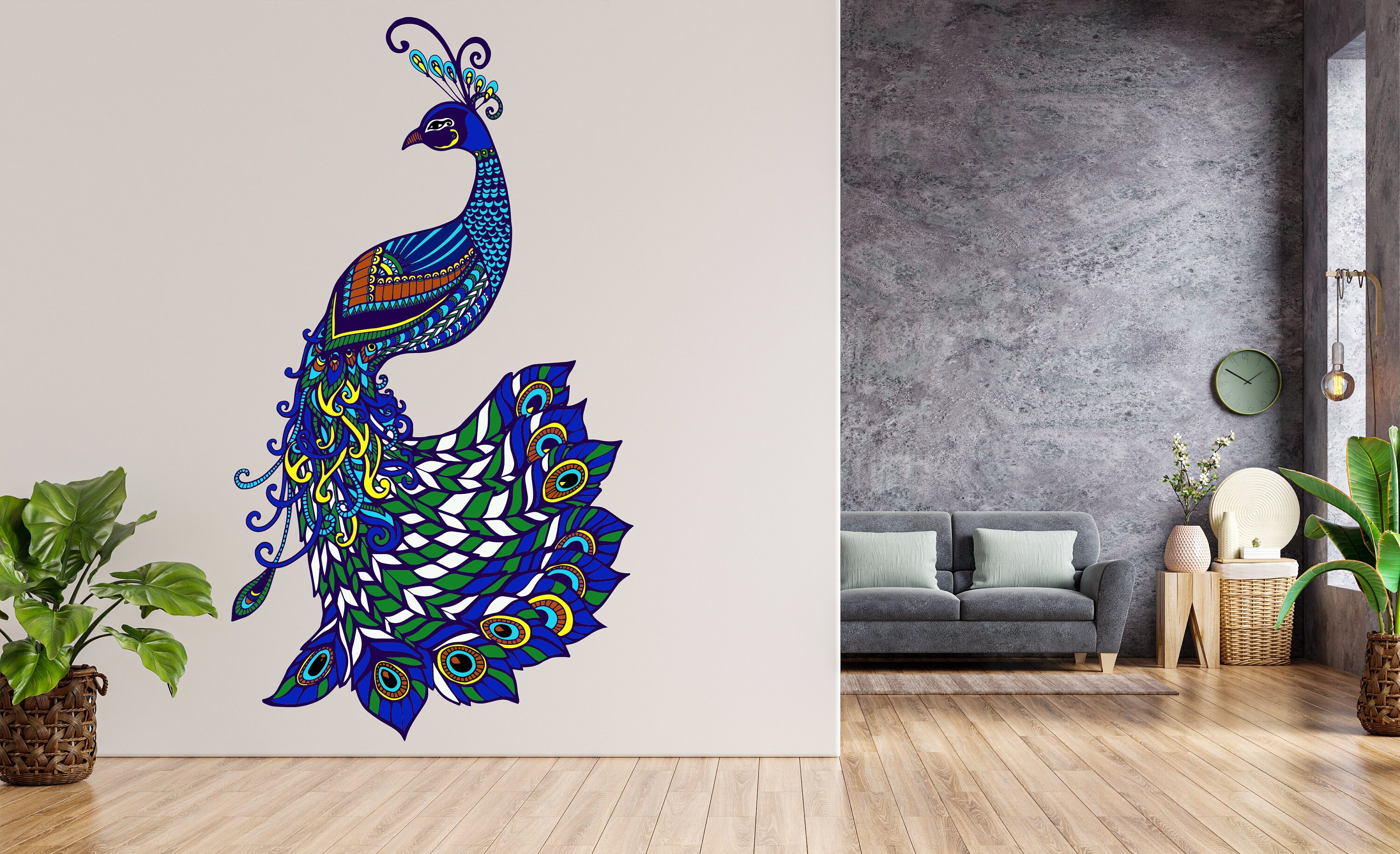 Peacock Wall Decal / Peacock Wall Sticker/ Bird Wall Decor/ Etsy