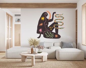 Boho Wall Decal/ Abstract Modern Wall Art/ Geometric Wall Decor/ Tropical Wall Decal/Tropical Leaves Wall Decal / Monstera Wall Decal (K843)