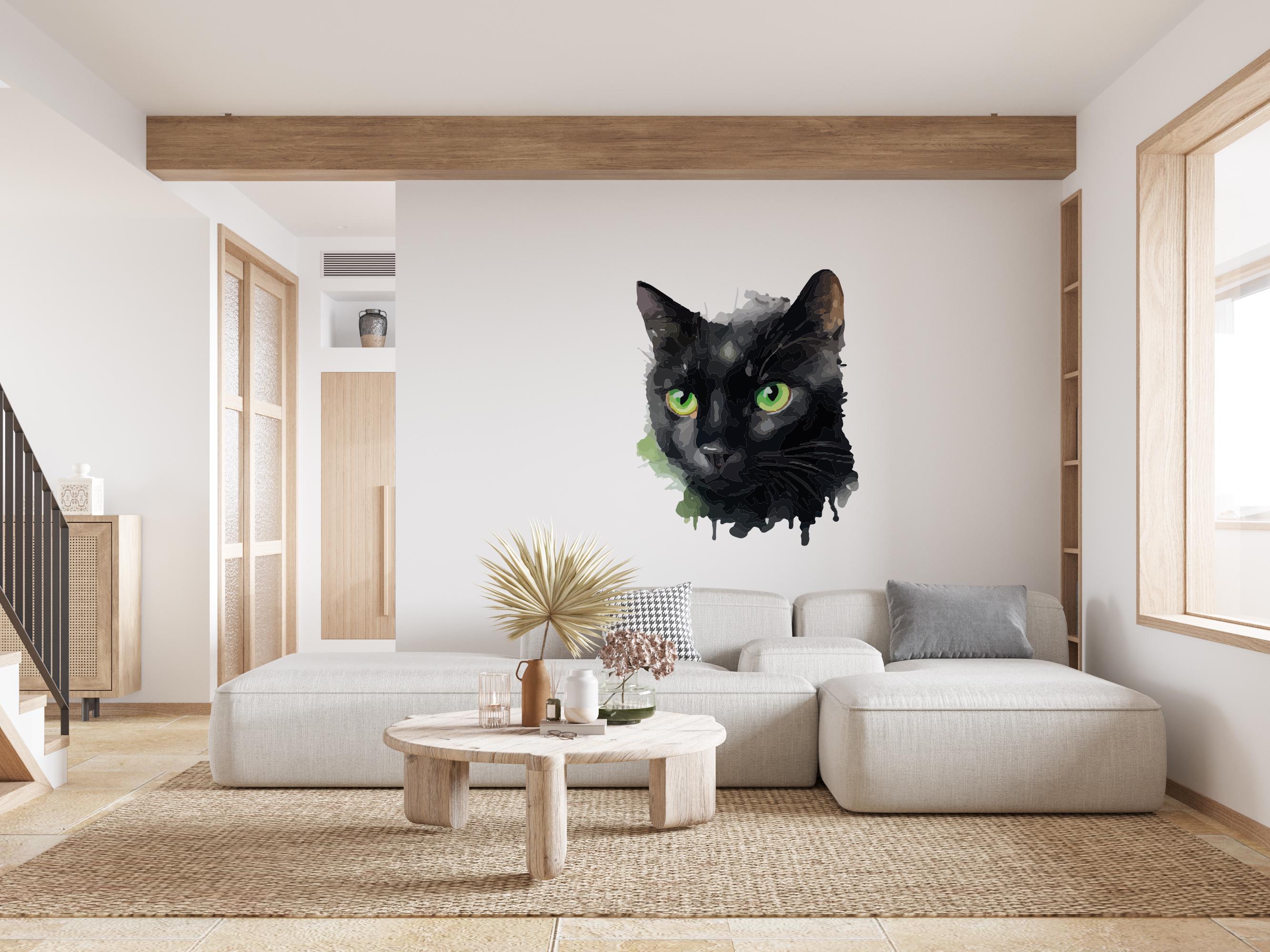 Adesivi Murali Gatti E Cani Neri - Decorazione Per Cameretta, Soggiorno, Porte, Fai Da Te - Foto 6