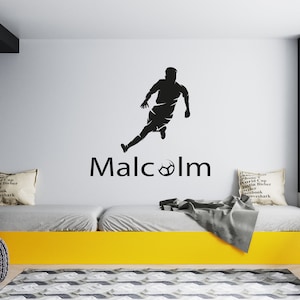Soccer Decal/Soccer Player Wall Decal/ Custom Soccer Name Decal/ Football Sticker/ Sports Wall Decal/ Boys room Decal// Home Décor/  K1270