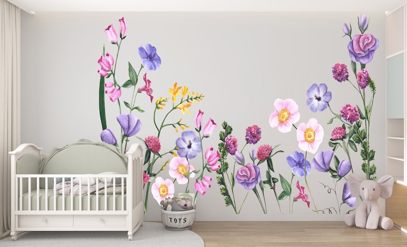 Flower Wall Decal/nursery Wall Decal/ Flowers Wall Decal/ Flower Decals ...