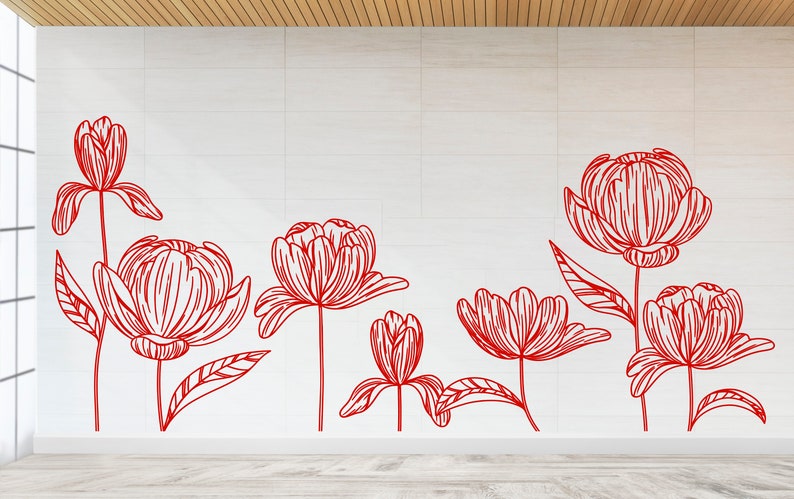Flowers Wall Decal/ Flower Decals Wall Decor/ (K183) - Etsy