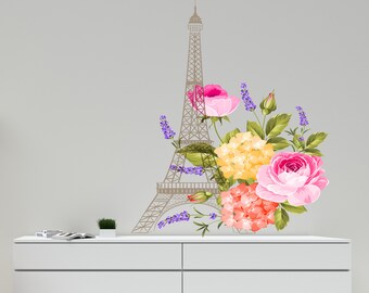 Paris Wall Decal/ Paris Eiffel Tower Wall Decal/ Girls Room Decor/ Woman wall decal/ France Wall Sticker  (K516)