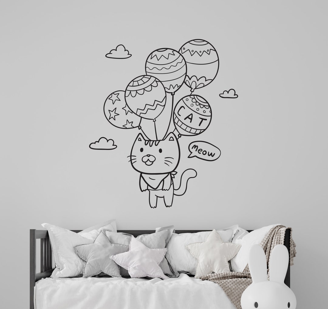 Kitty Wall Decal/ Decal for Nursery/ Cat Wall Decal/decals for Kids