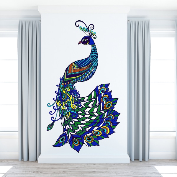 Peacock Wall Decal Etsy