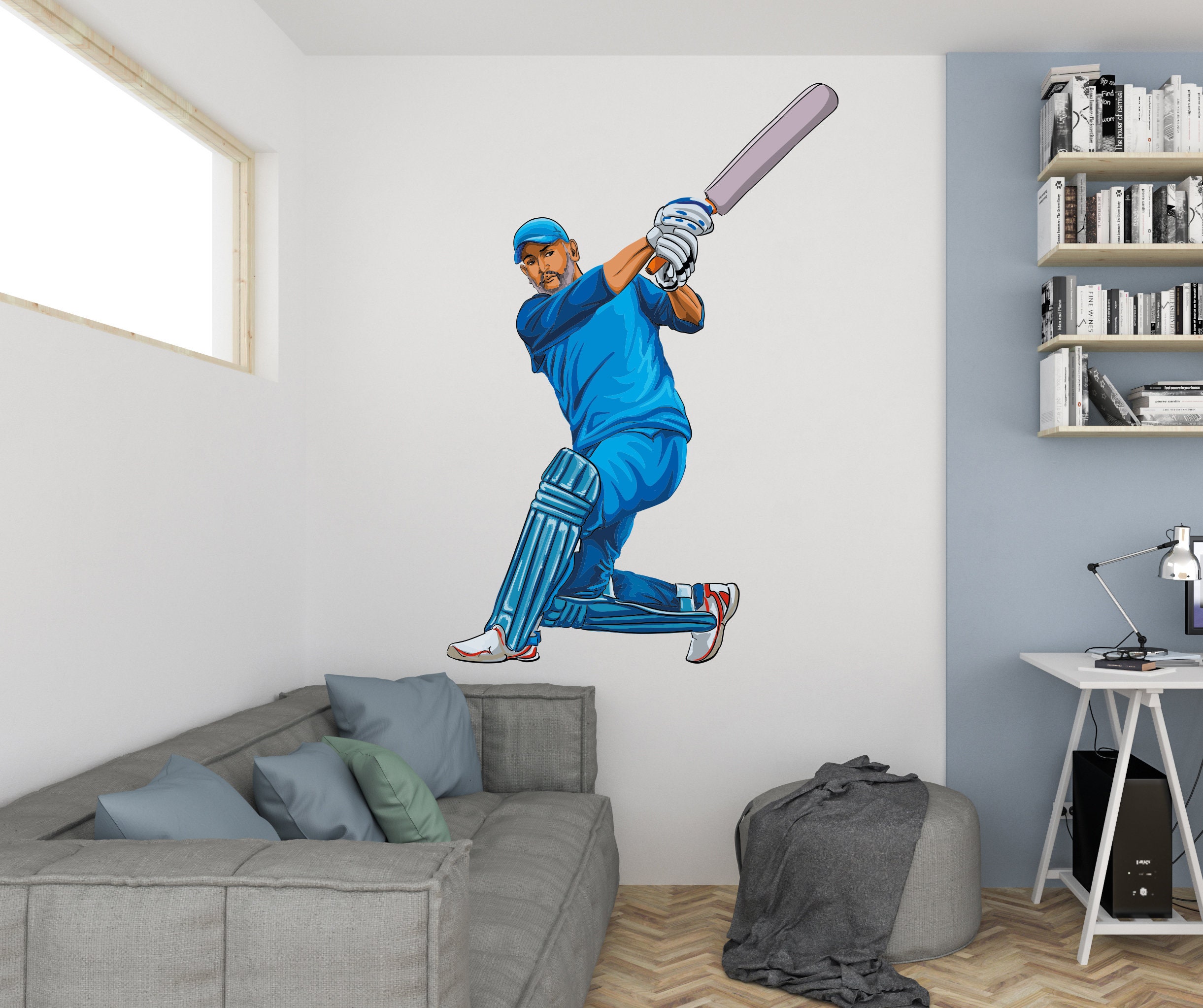 Cricket Wall Decal/ Sports Wall Decal/ Boys Room Decal/ Cricket Player ...