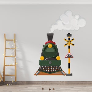 Train Wall Decal/ Locomotive Decal/ Train Wall Sticker/ Kids Wall Decal/ Cartoon Wall Décor/ Personalized Name Wall Decal/ Train Décor K1287