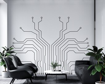 Wandtattoo „Circuit Board“ – 51x91 Cm, Dunkelblau, Vinyl-Aufkleber Für Büro & Wohnung