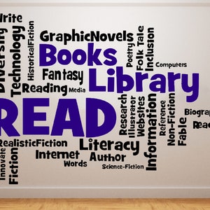 Library Wall Decal/ Classroom Wall Decal/ Reading Wall Decal/ Library Interior Decor/ (K672)