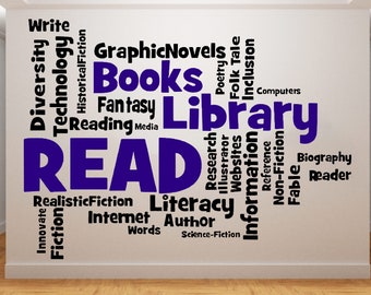 Library Wall Decal/ Classroom Wall Decal/ Reading Wall Decal/ Library Interior Decor/ (K672)