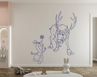 Frozen Wall Decal Princess Elsa and Anna Wall Decor for Girls Bedroom (K343)