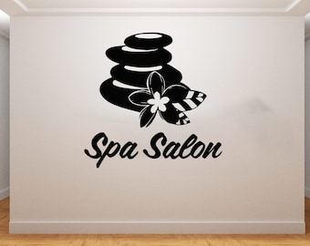 Spa-Salon Wandtattoo Hautpflege Wandsticker Massage Wanddekor Schönheitssalon (K477)