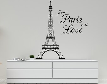 Paris Wall Decal/ Paris Eiffel Tower Wall Decal/ Girls Room Decor/ Woman wall decal/ France Wall Sticker  (K513)