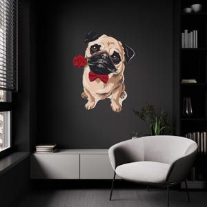 Dog Wall Decal/ Pug Wall Decal/ Animal Wall Decal/Colorful Dog Wall Decal/ Nursery Wall Stickers/ Doggie Stickers/ Home Décor (K1485)