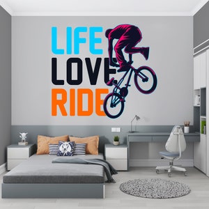 BMX Wall Decal/ BMX Wall Decor/ Mountain Bike Wall Decall/ Bicycle Wall Decal/  Extreme Sports Decal/ Bike Wall Decal/  (K772)