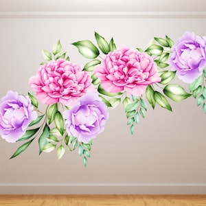 Bloem muur sticker/bloemen muur sticker/bloem stickers muur decor/pioenrozen muur sticker/kamille muur sticker/rozen muur sticker (K684)