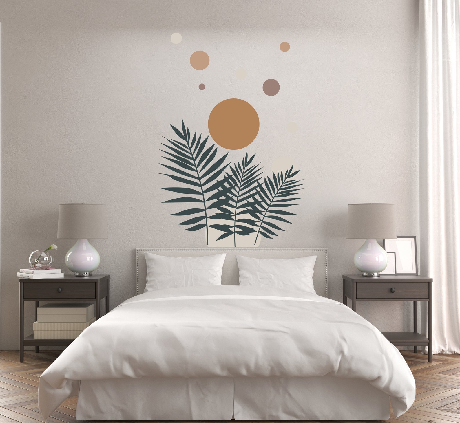 Boho Wall Decal/ Tropical Leaves Wall Decal/ Abstract Modern Etsy
