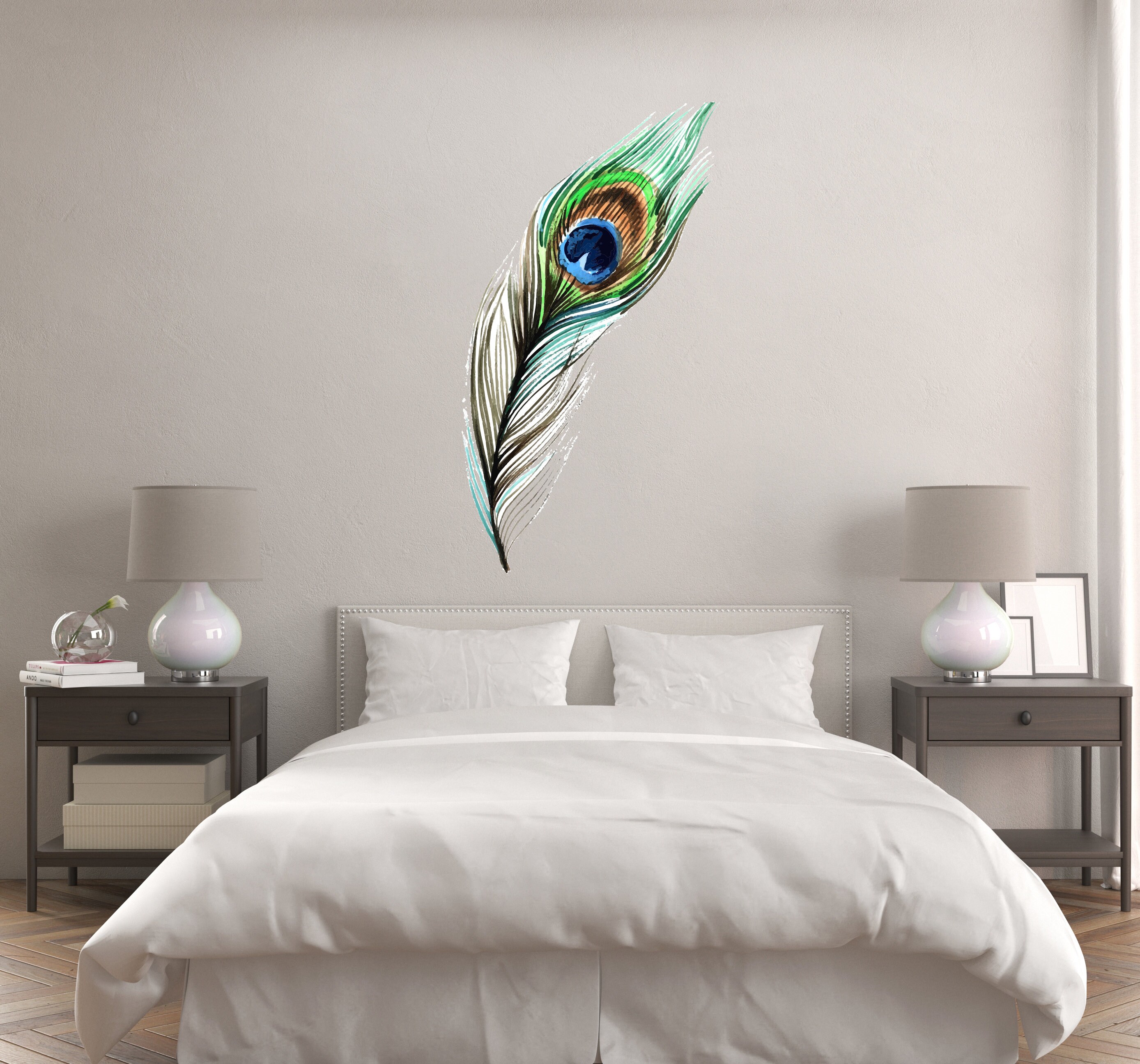 Feather Wall Decal/ Peacock Feather Wall Decal/ Peacock Wall | Etsy