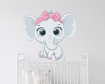 Decalcomanie da muro con elefante/Decalcomanie da muro con elefante carino/Decalcomanie da muro con animali/Adesivo per la cameretta sopra il letto/Adesivi per la cameretta delle bambine (K414)