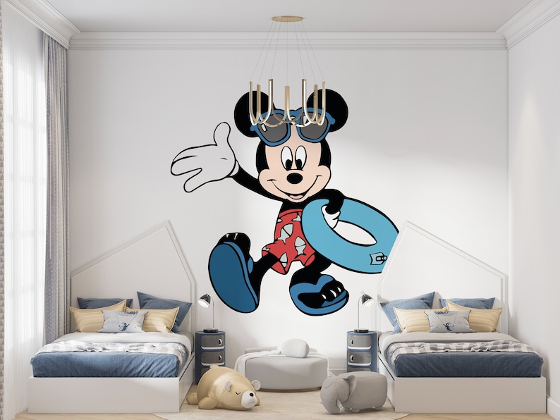 Mickey Mouse Wall Decal Cartoon Wall Decor for Kids Nursery Etsy