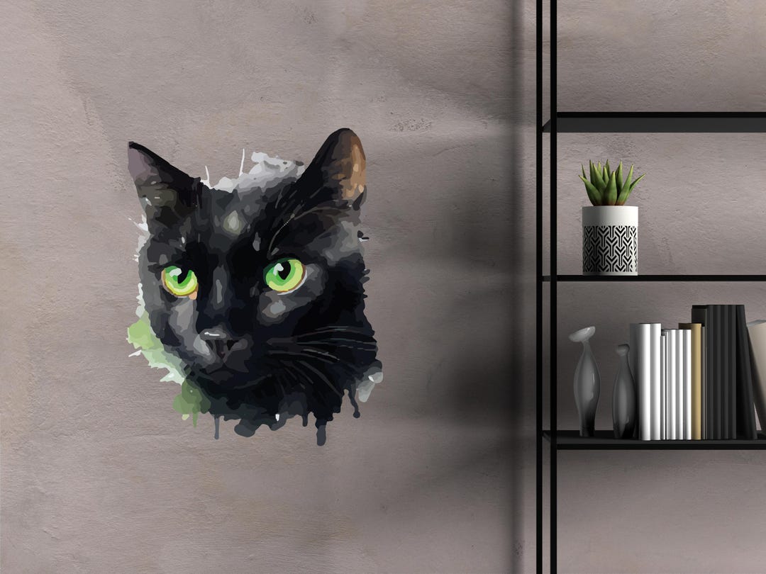 Adesivi Murali Gatto E Cane Nero - Decorazione Per Stanza Animali Domestici