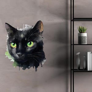 Cat Wall Decal/ Black Cat Wall Decal/ Cat Pattern Decal for Nursery/ Cat Face Vinyl Wall Decal/ Watercolor Cat Wall Decal/ Home Décor/ K1446