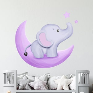 Elephant Wall Decal/ Cute Elephant Wall Decals/Animals wall decal/Nursery Sticker Over the Bed/ Baby Nursery Stickers (K419)