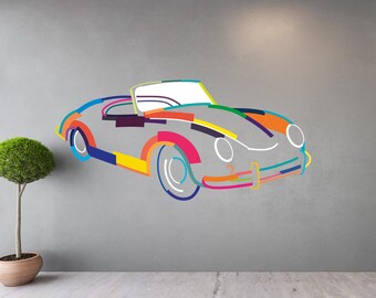 Car Wall Decal/ Cabriolet Wall Decal/ Abstract Retro Cabriolet Wall Decal/ Nursery Wall Decal/ Boys Room Wall Décor/ Home Décor (K1476)
