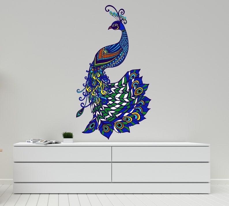 Peacock Wall Decal / Peacock Wall Sticker/ Bird Wall Decor/ Etsy